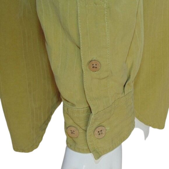 TOMMY BAHAMA Silk Shirt, L, Green, Long sleeves, Pocket, Jacquard stripes, Solid - Picture 7 of 13